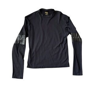 Monster Men’s Black Long Sleeve Top with Leather Accents